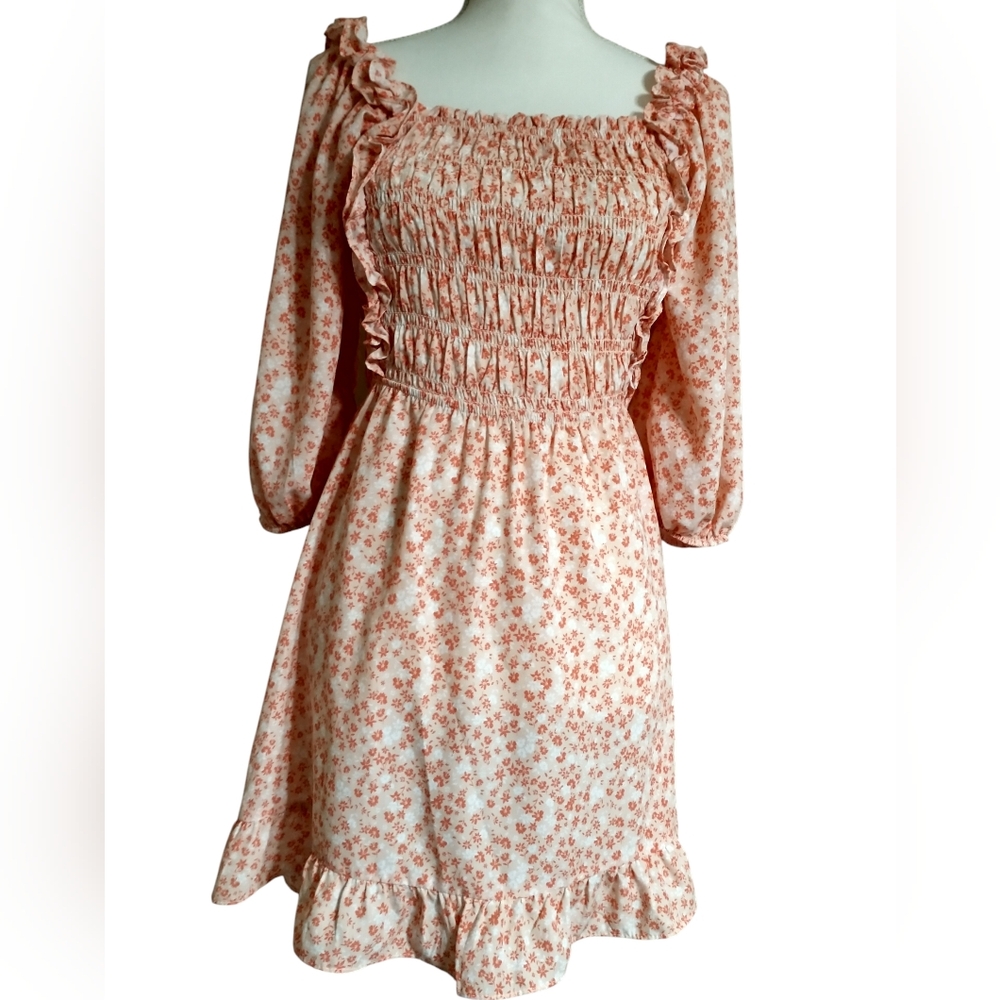 Floral Smocked Dress with Ruffle Details